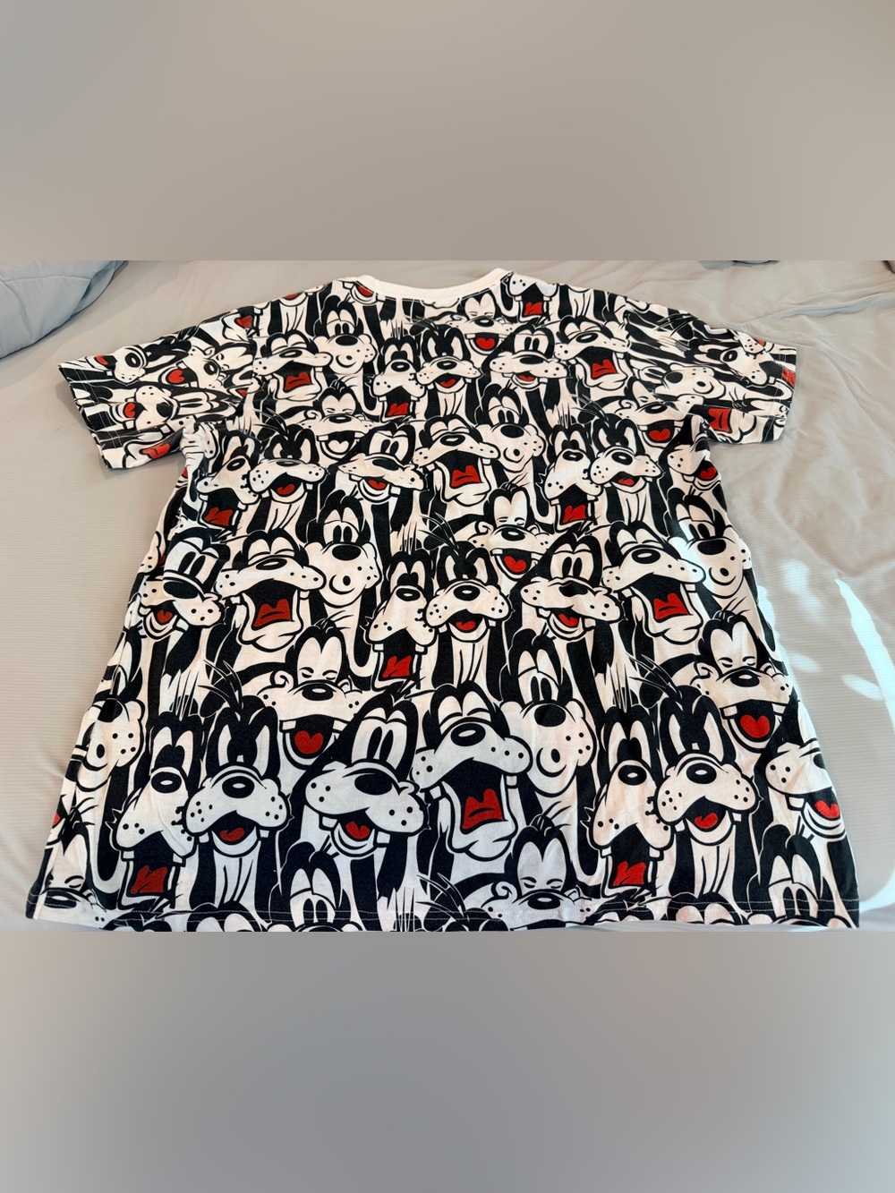 Disney Goofy Black & White Face Allover Tee with Red Accents